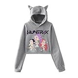 Generisch KPop Demon Hunters Hoodie Damen, K-Pop Streetwear Kapuzenpullover mit Tasche, Crop Hoodie...