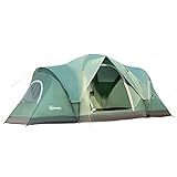 Outsunny Zelt für 5-6 Personen, Campingzelt mit Heringen, Tunnelzelt, Kuppelzelt, Polyester, Grün,...