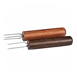 WEKADRIN 2 Stück Moxibustion Verlängerungs Gabel Teiliges mit Naturholzgriff und Edelstahlspitzen...