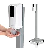 KRIEG Desinfektionsmittelständer mit Sensor I Silber I Kontaktlos Hygienestation 1000 ml - 333...