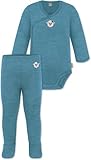 normani Baby Merino Winterset Wickelbody Baby Body und Merino Hose mit Fuß - Wickelset Stramplerset...