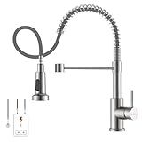 APPASO Niederdruck Armatur Küche, Gebürsteter Edelstahl Wasserhahn Küche mit Brause Ausziehbar 2...