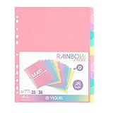 Viquel - 12 Stück Register Rainbow Pastell - Maxi Format (24,5 x 30,5 cm) - für A4 Maxi-Ordner...