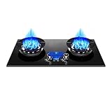 Gasherd mit 2 Brennern, unabhängige Steuerung, 180 Minuten Timer, Flameout Schutz für sicheres...