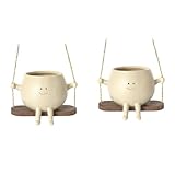 Generisch 2PCS Blumentopf Schaukel, Hanging Plant Pot, Blumentopf Mit Gesicht, Schaukelnder...