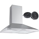 COMFEE' CHT 3.6B Dunstabzugshaube 60cm Umluft & Abluft, Wandhaube mit Aktivkohlefilter, 400m³/h...