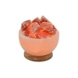 HAF® Rosa Beleuchtete Salzkristallschale Rund aus echtem Natursalz | 100% natürliche...