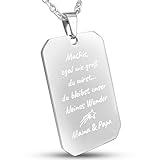 Hanessa Personalisierte Dog Tag Kette mit Gravur in silber - Hundemarke mit Gravur Edelstahl 50 cm -...