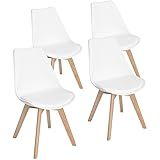 EGGREE 4er Set Esszimmerstühle mit Massivholz Buche Bein SGS Geprüfter, Retro Design Gepolsterter...