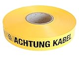 Trassenwarnband Achtung Kabel 75m Trassenband Warnband Trassierband Erdkabel 40mm breit 0,15mm stark...