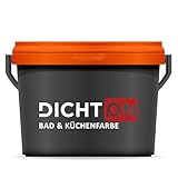 DICHTON Bad & Küchenfarbe 1l weiß mattglanz - Wandfarbe, Feuchtraumfarbe abwaschbar - Innenfarbe...