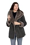 DANKO 15047. Lammfellmantel damen 100% spanischen Merino. Hohe Qualität. (50, GREY)