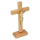 Wandkreuz, Kruzifix, Jesus an das Kreuz Genagelt, aus Holz, Stehende Tischplatte, Heilige...