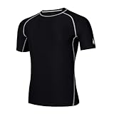 AMZSPORT Herren Rash Guard Shirt, UPF 50+ UV Schutz Kurzarm T-Shirt, Schnelltrocknendes Sonnenschutz...