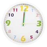 FONDOTIN Lernuhr Leise Wanduhr mit Weißem Rahmen Dekorative Analoge Lernwanduhr für Mädchen...