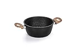 Barazzoni Spa Kasserolle Ø 24 cm Granitica Extra Eco Holz, Schwarz/Eiche, 24 cm