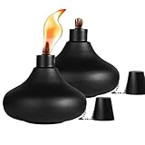 Wiederaufladbare Edelstahl-Fackeln – 2 Stück Tischfackeln aus Metall – Citronella, dekorative...