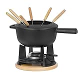 Mahlzeit Gusseisen Fondue Set für 6 Personen | 2 Liter | Fondueset 13 teilig mit Brenner und Gabeln...