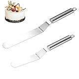 Nogeqi 2 Stück Winkelpalette Torte Groß, Edelstahl Tortenspachtel zum Glätten, Silber...