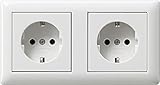 Komplett-Set Gira Standard 55 Abdeckrahmen, 2-fach - Reinweiß, glänzend mit 2x Steckdose reinweiß...