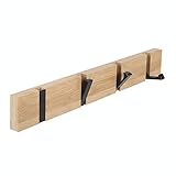 JSVER Garderobenhaken Wandmontierter, Wand Garderobenleiste Faltbarer Kleiderhaken Bambus mit 4...