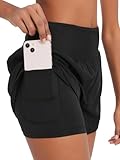 Monbessi Sporthose Damen Kurz mit Taschen Running Shorts High Waist Badeshorts Damen Sommer...