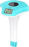 infactory Wasser Thermometer: Digitales Solar-Teich- & Poolthermometer, Akku, Solarpanel, LCD, IPX8...