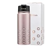 fitvia Thermoflasche 'Metallic' rosé 500ml Edelstahl, integriertes Teesieb, Wärme- und...