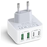 USB C Ladegerät, 40W 4-Port Mehrfach Ladegerät mit USBC und USBA, USBC Schnellladegerät PD 3.0...