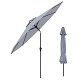 KOMFOTTEU Gartenschirm Ø270cm, Sonnenschirm neigbar mit UV-Schutzm Kurbelschirm mit 6 Streben und...