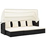 HOMEELIKE Garten-Sonneninsel mit Dach Schwarz Poly Rattan