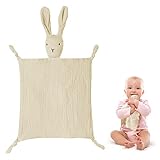 Vicloon Schmusetuch, Kuscheltuch mit Hase-Köpfchen,Doppellagiger Tüll aus 100% Bio-Baumwolle,Baby...