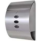 Briefkasten mit Schloss & 2 Schlüssel, Postkasten mit Sichtfenster & Schutzklappe für Wohnung...