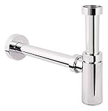 Sanitop-Wingenroth Design Siphon in chrom, Flaschensiphon in 1 1/4 x 32 mm, Reinigungsöffnung,...