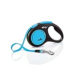 flexi® Neon S Gurt 5 m schwarz/neon-blau, Roll-Leine für Hunde bis 15 kg