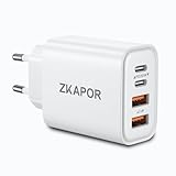 ZKAPOR USB C Ladegerät, 40W 4-Ports USB C Netzteil Schnellladegerät, Mehrfach Ladegerät mit Dual...