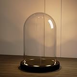 Nynelly Glasglocke mit Schwarzer LED-Lichtsockel, Glaskuppel Deko 11,5 cm x 17,5 cm, Transparent...