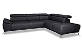 Mivano Ecksofa Felipe in Echtleder / Moderne Eckcouch mit verstellbaren Kopfstützen / 292 x 73 x...