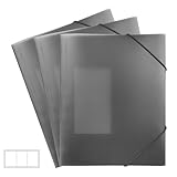 FRETONBA Schwarz Ordner 3er-Pack. Postmappe a4 Schule, Sammelmappe 3 Stück, Eckspannermappe...
