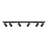 EDO Deckenstrahler GU10 MALGA, 6 Flammig, Deckenlampe Schwarz, Drehbar Spotbalken, Deckenleuchte...