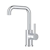 FORIOUS Wasserhahn Bad Hoch 360° Drehbar, Edelstahl Waschtischarmatur Hoch mit Warm/Kaltwasser...