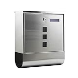 Wiltec Briefkasten mit Zeitungsrolle 305 x 95 x 335 mm, Wandbriefkasten mit Namensschild,...