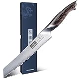 HOSHANHO Brotmesser, 20cm Gestochen Scharf Brotmesser mit Wellenschliff aus Hochgekohltem Edelstahl,...