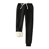 Mrat Damen Sherpa Fleee Gefütterte Hose Thermo-Fleee Jogger Hose Winter Dicke Pelzhose Warme...