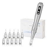 Derma Pen mit LED Licht, Dermapen mit LCD und 6 stufen, Elektrisch Dermapen mit 10 Stk Patronen...