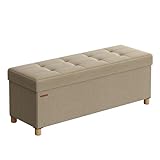 SONGMICS Sitzhocker mit Stauraum, klappbare Sitzbank mit Beinen, 38 x 110 x 40 cm Fußbank,...