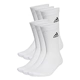 adidas Unisex Cushioned Sportswear Crew Socks 6 Pairs, White / Black, 40-42