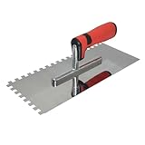ZCHYTOOL Zahnglättekelle 8x8 mm Edelstahl Gezahnt Glättekelle 300 x 130 mm Zahnkelle mit Softgriff...