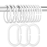 LIHAO 24x Duschringe Duschvorhangringe Kunststoff Aufhängeringe für Duschstange Weiß (Verpackung...