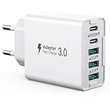 USB C Ladegerät Mehrfach, Ladestecker USB C, 50W 5 Port USB C Schnellladegerät, Adapter USB C...